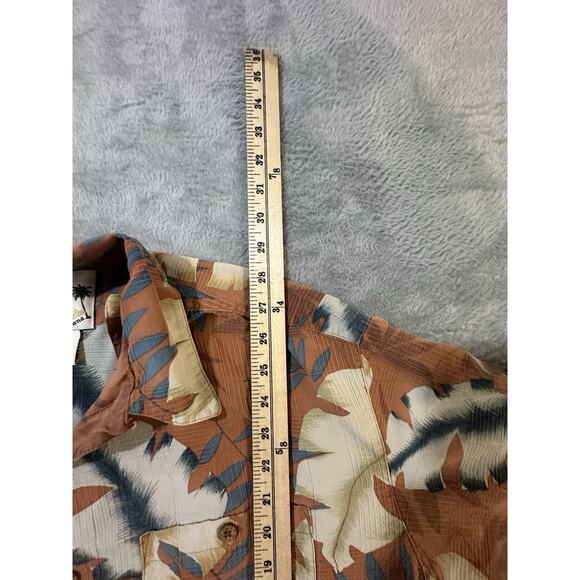 Banana Cabana Silk Hawaiian Shirt XL Rust Orange Tropical Floral Aloha Y2K - Picture 9 of 9